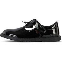 Kickers Girls Adlar T Bar Bow Patent Leather School Shoe - Black