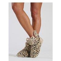 Loungeable Classic Leopard Faux Fur Bootie - Multi - Brown