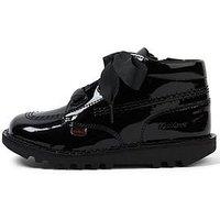 Kickers Girls Kick Hi Ribbon Patent Leather School Boot - Black