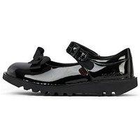 Kickers Girls Kick Mj Bow Patent Leather School Shoe - Black