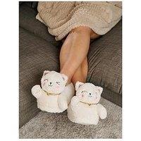 Loungeable Lucky Cat Slipper - White