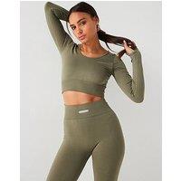 Peach Fit Womens Amber Seamless Long Sleeve Top - Khaki