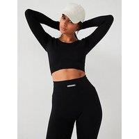 Peach Fit Womens Amber Seamless Long Sleeve Top - Black