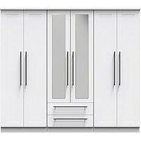 Swift Boston Part Assembled Tall 6 Door, 2 Drawer Mirrored Wardrobe