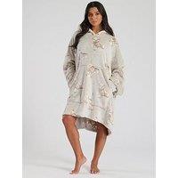 Loungeable Teddy Bear Luxury Fleece Snuggle Hoodie - Taupe