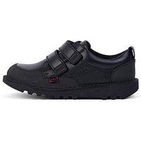Kickers Boys Kick Scuff Twin Leather School Shoe - Black