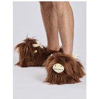 Loungeable Long Hair Highland Cow Slipper - Brown