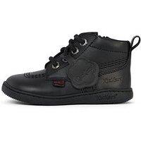Kickers Unisex Playflex Hi Leather School Boot - Black