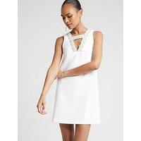 River Island Trim Neck Shift Dress - White