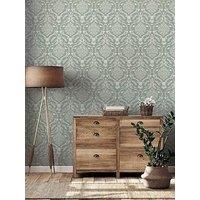 Arthouse Stag Damask Wallpaper In Sage Green