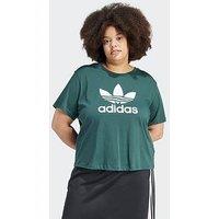 Adidas Originals Womens Plus Size Trefoil Boxy T-Shirt - Green