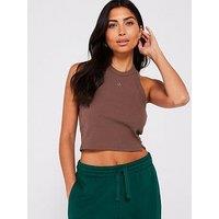 Adidas Sportswear Womens Lounge Rib Top - Dark Brown