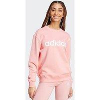 Adidas Sportswear Womens Linear French Terry Crew Sweat - Pink