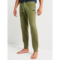 Emporio Armani Bodywear Iconic Terry Fleece Logo Cuffed Bottoms - Khaki
