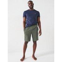 Emporio Armani Bodywear Endurance Logo Waist T-Shirt & Patterned Shorts Lounge Set - Khaki