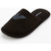 Emporio Armani Bodywear Eagle Logo Neo Mule Slippers - Black