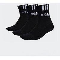 Adidas Sportswear Unisex Cushioned 3 Stripe Linear Socks - 3 Pack - Black/White