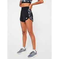 Adidas Womens Training Pacer Knit Flower Print Shorts - Black