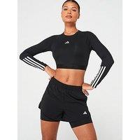 Adidas Womens Training Hyperglam Crop Long Sleep Top - Black/White