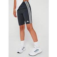 Adidas Junior Girls Train Essentials 3 Stripe Bike Shorts - Black/White