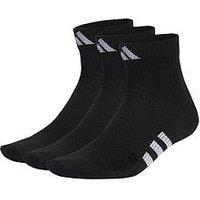 Adidas Unisex Adult Training Light Mid 3Pk Socks - Black