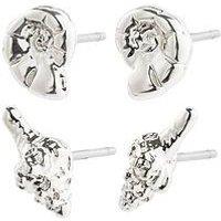 Pilgrim Force Earrings, 2-In-1 Set, Silver-Plated