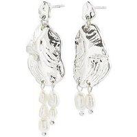 Pilgrim Bloom Earrings White/Silver-Plated