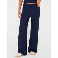 V By Very Jersey Boucle Straight Leg Trouser - Navy