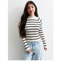 New Look 915 Girls Ribbed Striped Jumper - White