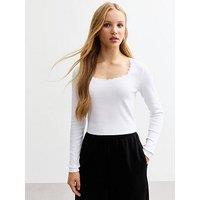 New Look 915 Girls Scoop Neck Ribbed Jersey Top - White