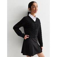 New Look 915 Girls Cable Knit School Cardigan - Black