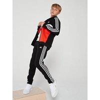 Adidas Sportswear Junior Boys Essentials 3 Stripe Tracksuit - Black/Red