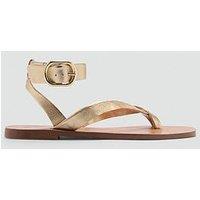 Mango Gold Toe Post Flat Sandal