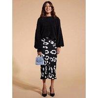 Dancing Leopard Leopard Printed Midi Skirt - Black