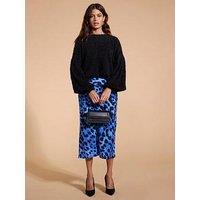 Dancing Leopard Leopard Printed Midi Skirt - Blue