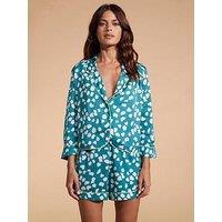 Dancing Leopard Mini Cloud Print Shirt And Short Pj Set - Green