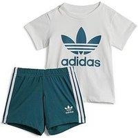 Adidas Originals Infant Unisex Short And T-Shirt Set - Green/Whit