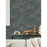 Crown Sahara Leaf Navy Wallpaper