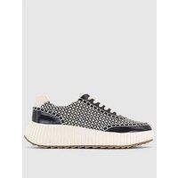 Office Flo Knitted Lace Up Trainer - Black/White