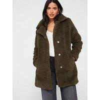 Ax Paris Teddy Coat - Khaki - Green