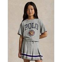 Polo Ralph Lauren Girls Polo Wide Short Sleeve T-Shirt - Grey