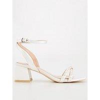 Raid Be Mine Wide Fit Shellie Pearl Strap Block Heel - Ivory Satin