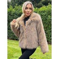 Ax Paris Short Fur Coat - Brown
