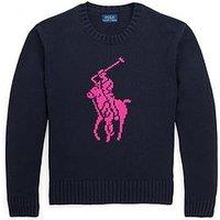Polo Ralph Lauren Girls Large Pony Knit Jumper - Navy