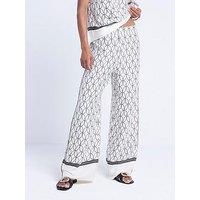 River Island Plazzo Wide Leg Trouser - White