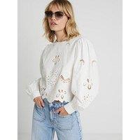 River Island Floral Cutwork Top - White