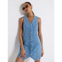 River Island Denim Waistcoat Detail Dress - Denim