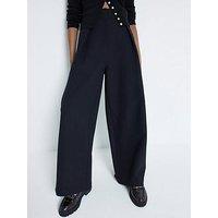River Island High Waist Wide Leg Trouser - Black