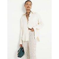 River Island Oversized Satin Viscose Shirt - Cream