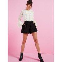 River Island Embroidery Detail Studded Short - Black